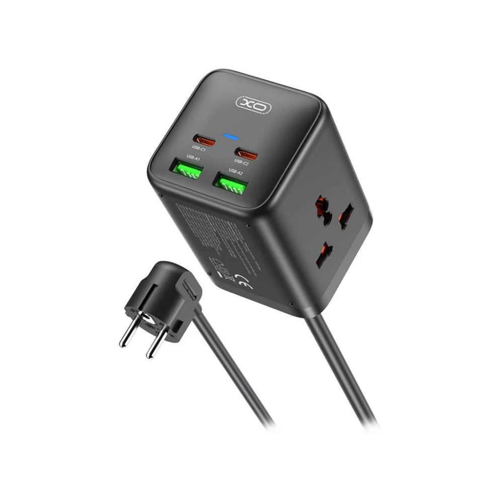 Зарядно устройство 220V 2xUSB-A, 2xUSB-C, AC XO - WL24, 65W