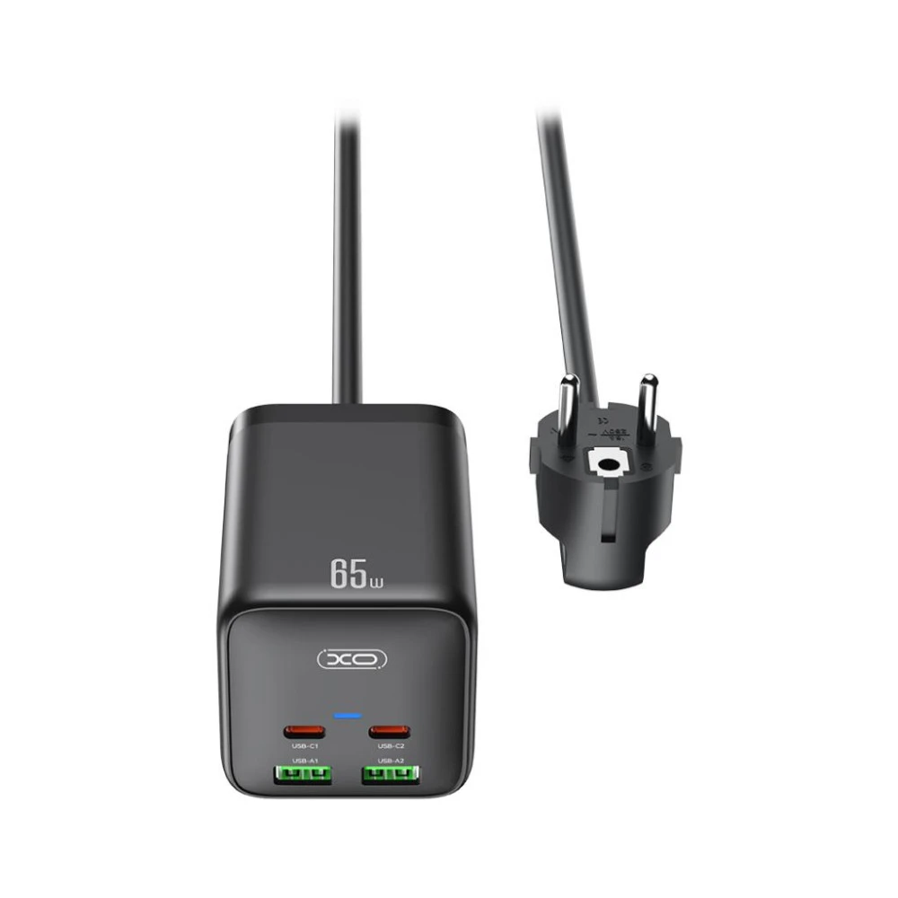 Зарядно устройство 220V 2xUSB-A, 2xUSB-C, AC XO - WL24, 65W