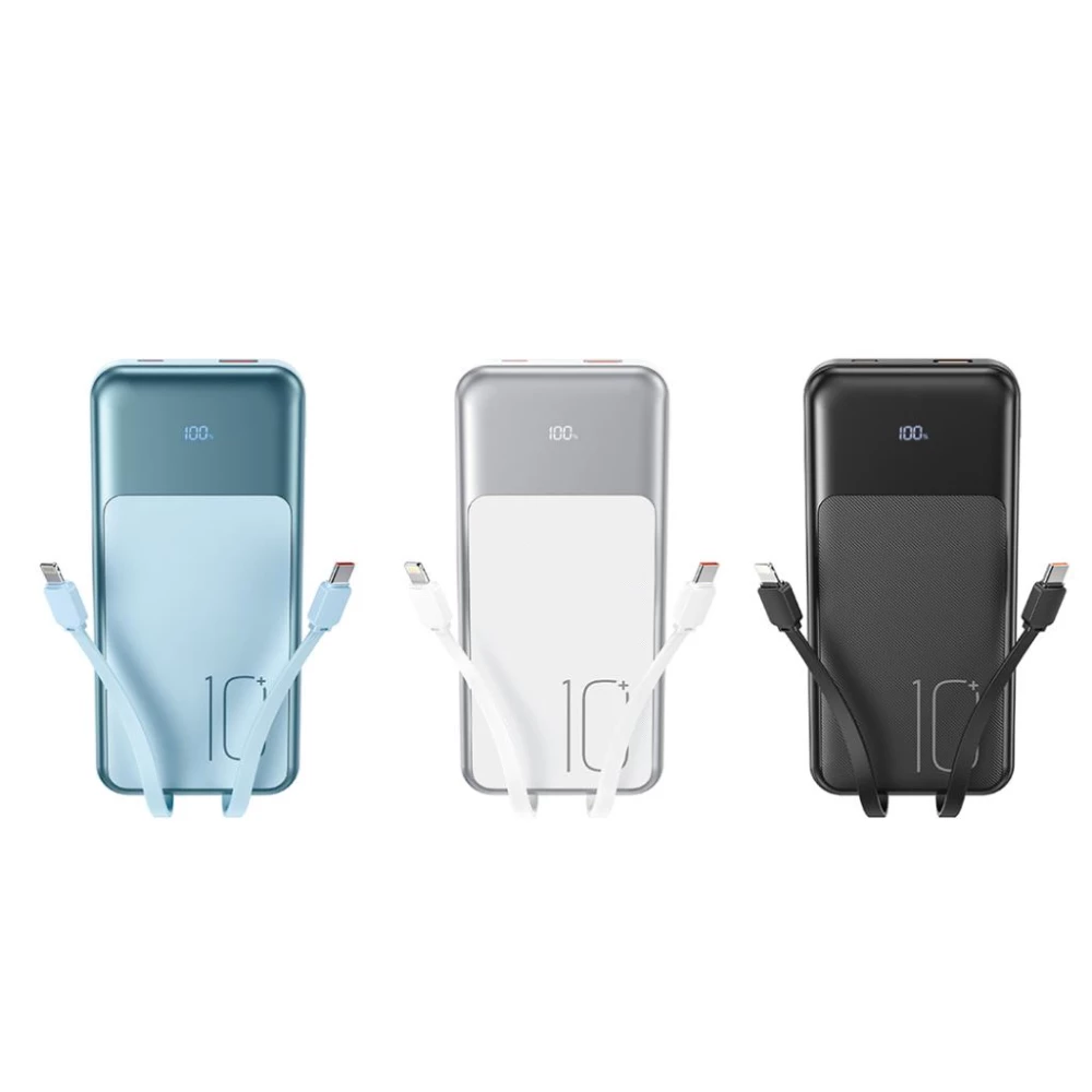 Външна батерия XO PR248 + кабел Type-C / Lightning - 10 000 mAh, 20W PD, 22.5W QC