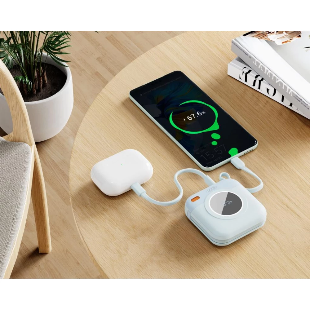 Външна батерия XO PR258 + кабел Type-C / Lightning - 10 000 mAh, 20W PD