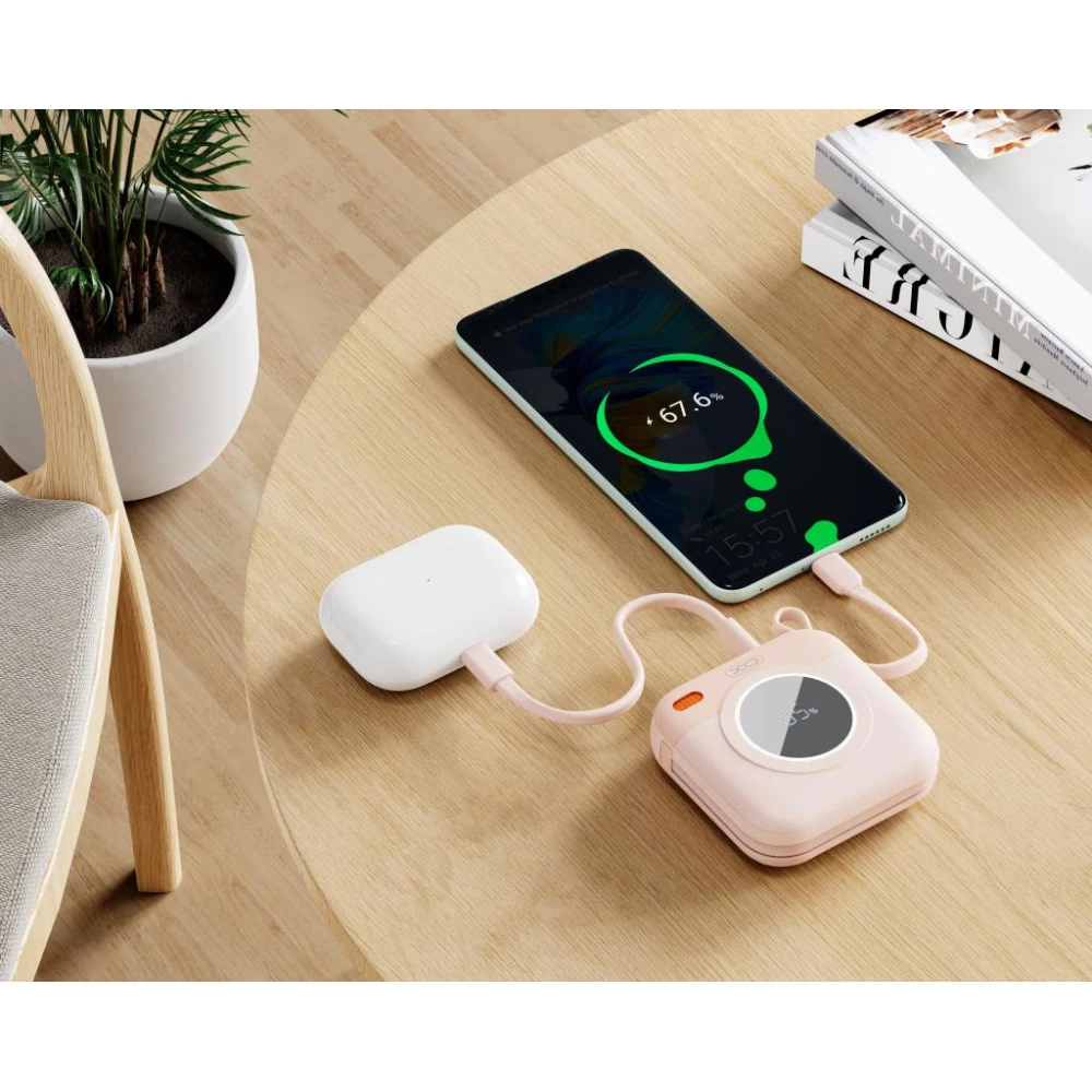 Външна батерия XO PR258 + кабел Type-C / Lightning - 10 000 mAh, 20W PD