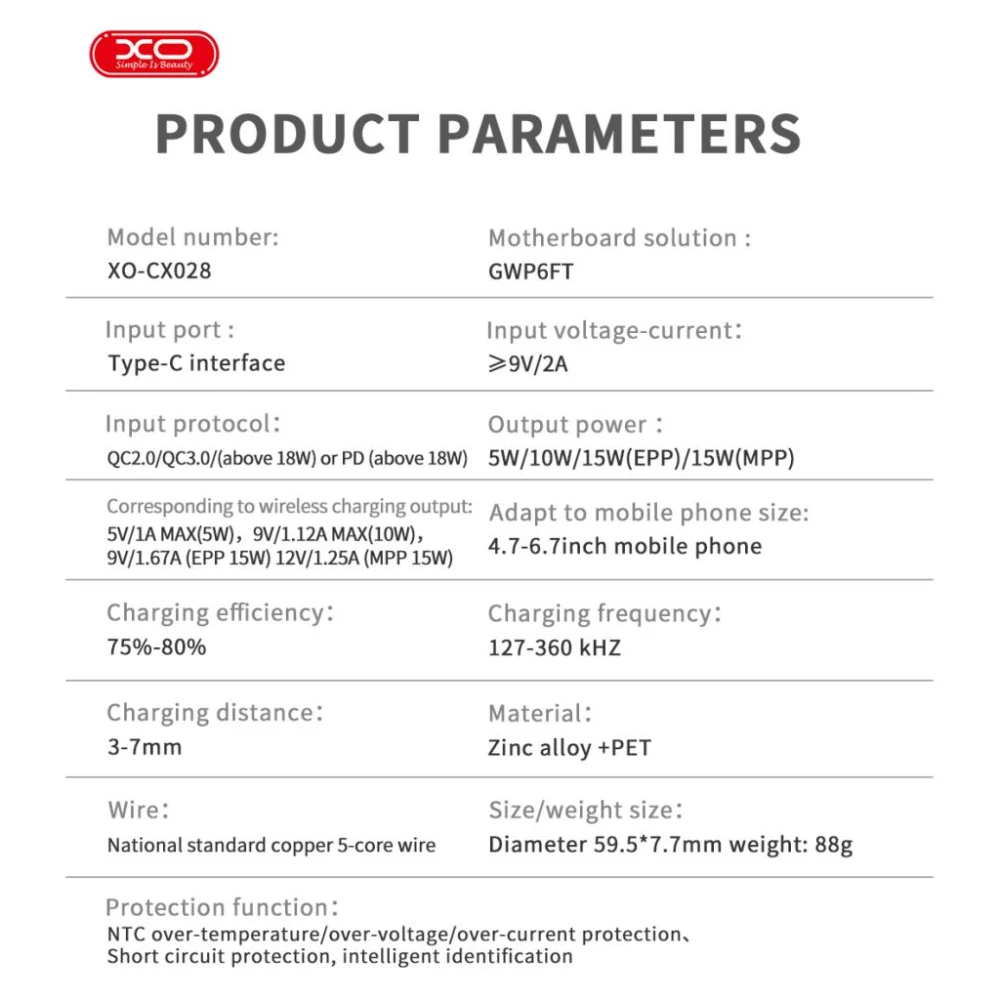 Безжично зарядно 15W MagSafe със стойка - XO - CX028 