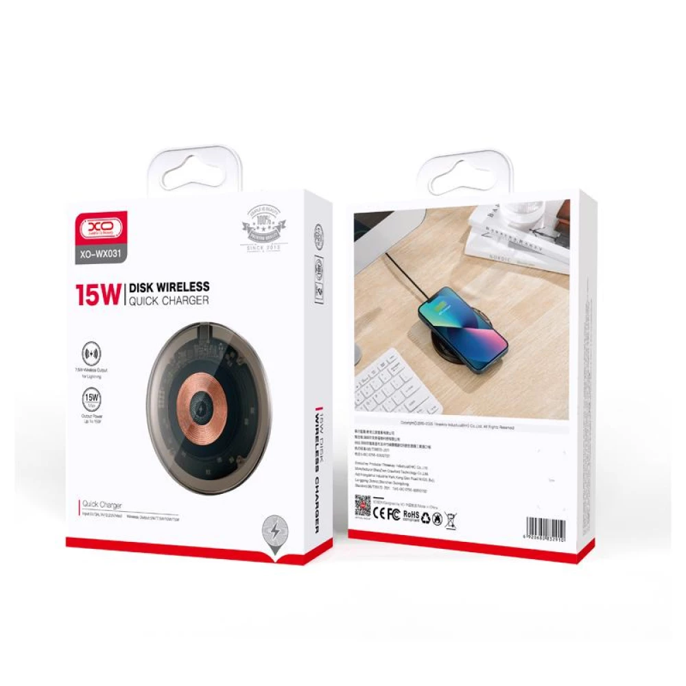 Безжично зарядно 15W - XO - WX031 