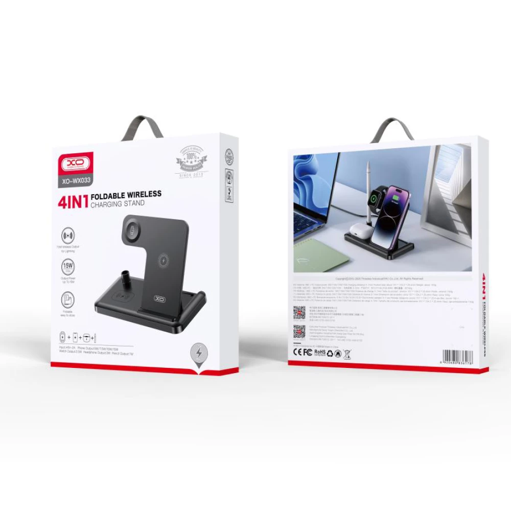 Безжично зарядно 4 в 1 XO - WX033, 15W