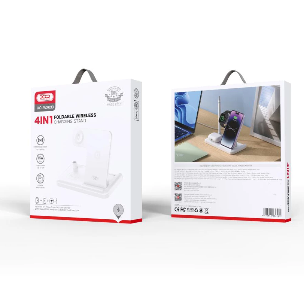 Безжично зарядно 4 в 1 XO - WX033, 15W