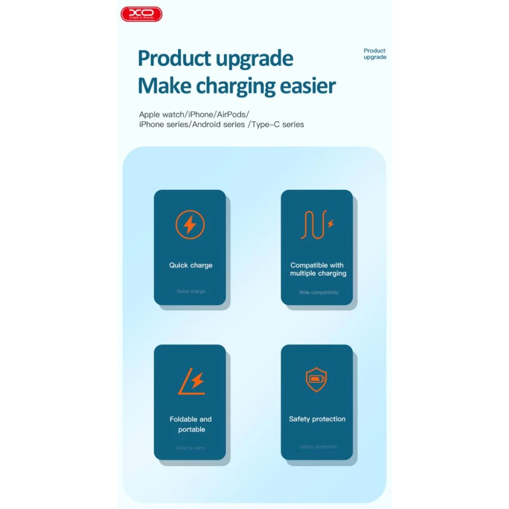 Безжично зарядно 4 в 1 XO - WX033, 15W