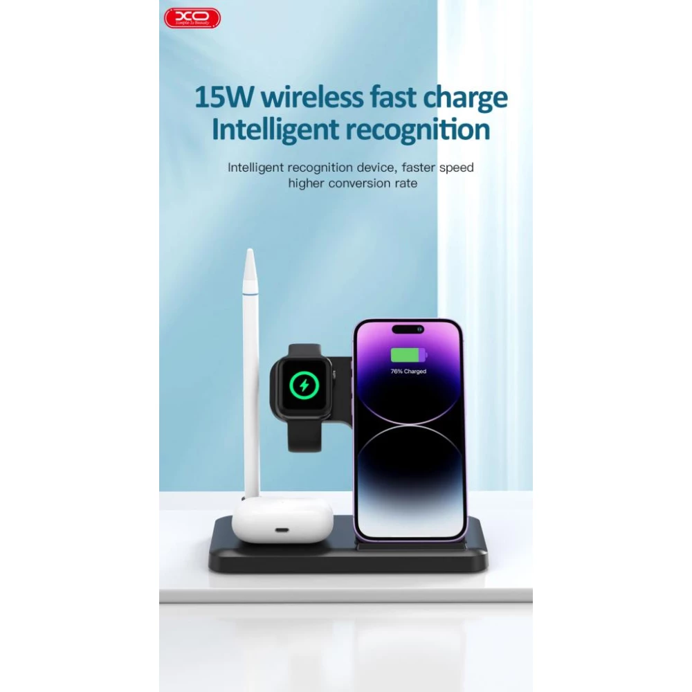 Безжично зарядно 4 в 1 XO - WX033, 15W