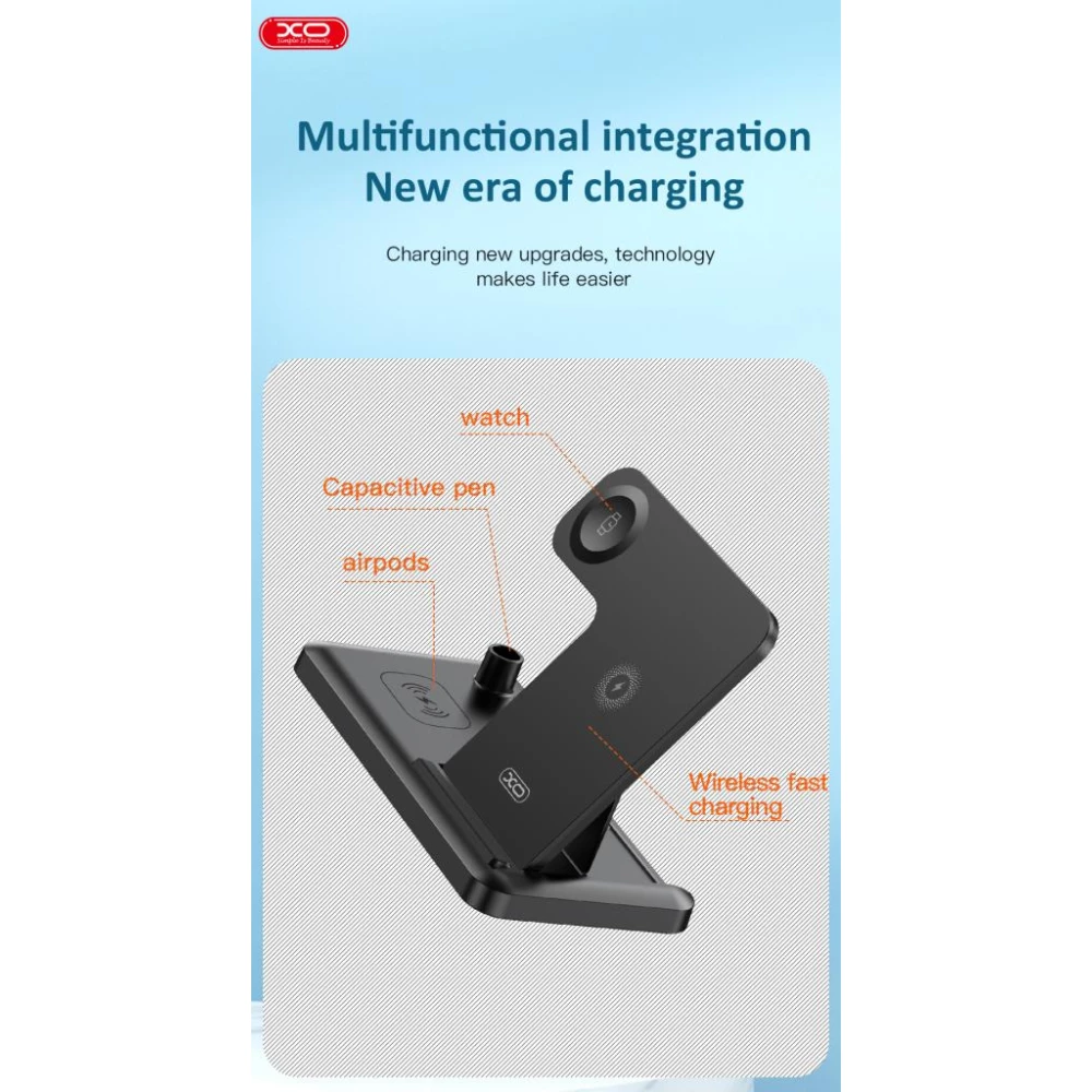 Безжично зарядно 4 в 1 XO - WX033, 15W