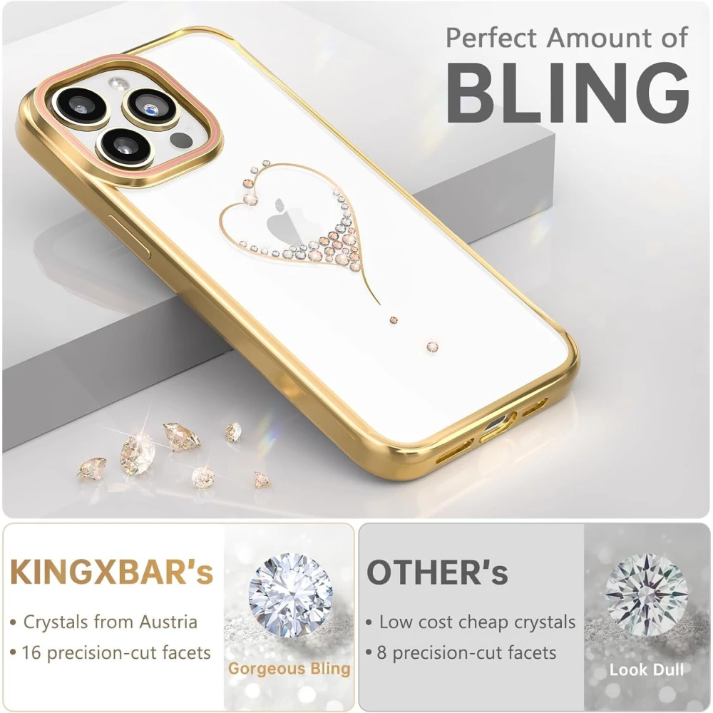 Калъф Kingxbar Wish Series за Apple iPhone 15 - златен