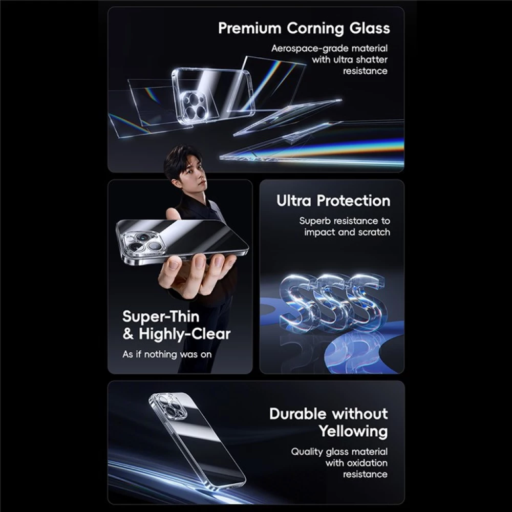 Калъф + стъклен протектор BASEUS Corning за Apple iPhone 15 Pro