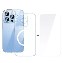 Калъф + стъклен протектор BASEUS Crystal MagSafe за Apple iPhone 14 Plus