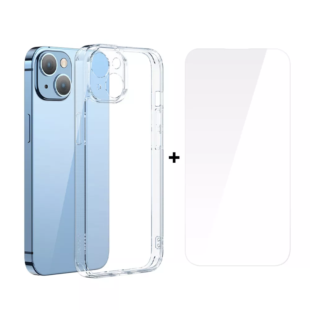 Калъф + стъклен протектор BASEUS Crystal Ultra-Thin за Apple iPhone 14 Plus