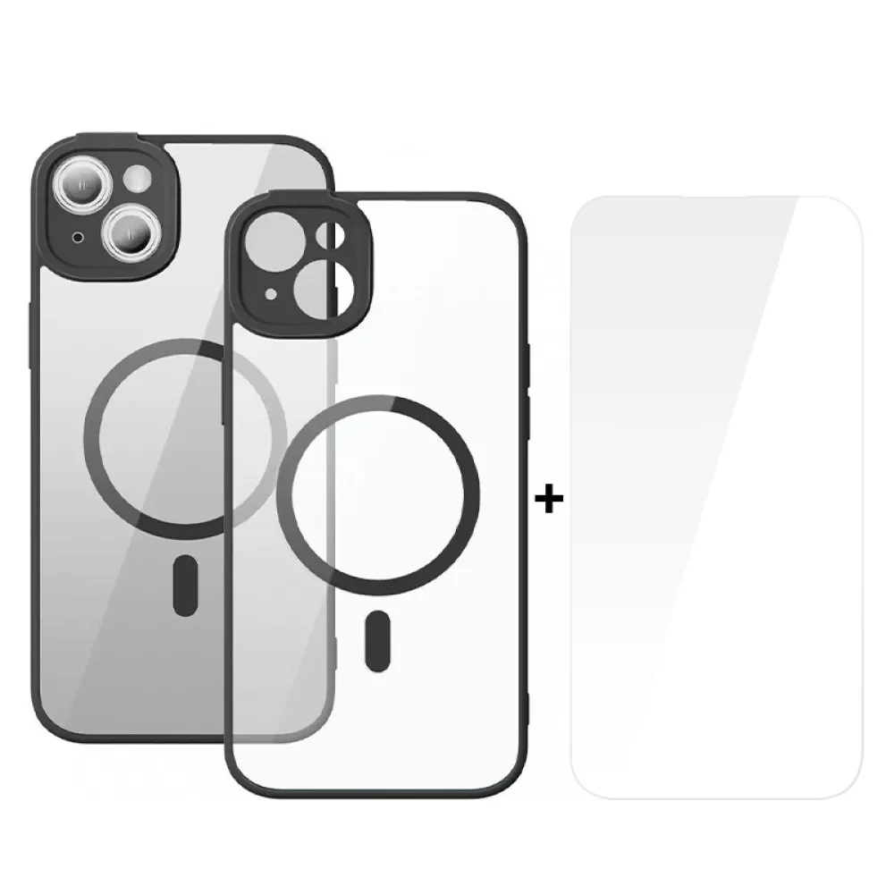 Калъф + стъклен протектор BASEUS Frame MagSafe за Apple iPhone 14 Plus + протектор