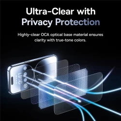 Комплект 2 броя стъклен протектор BASEUS - Crystal Ceramic PRIVACY за Apple iPhone 15