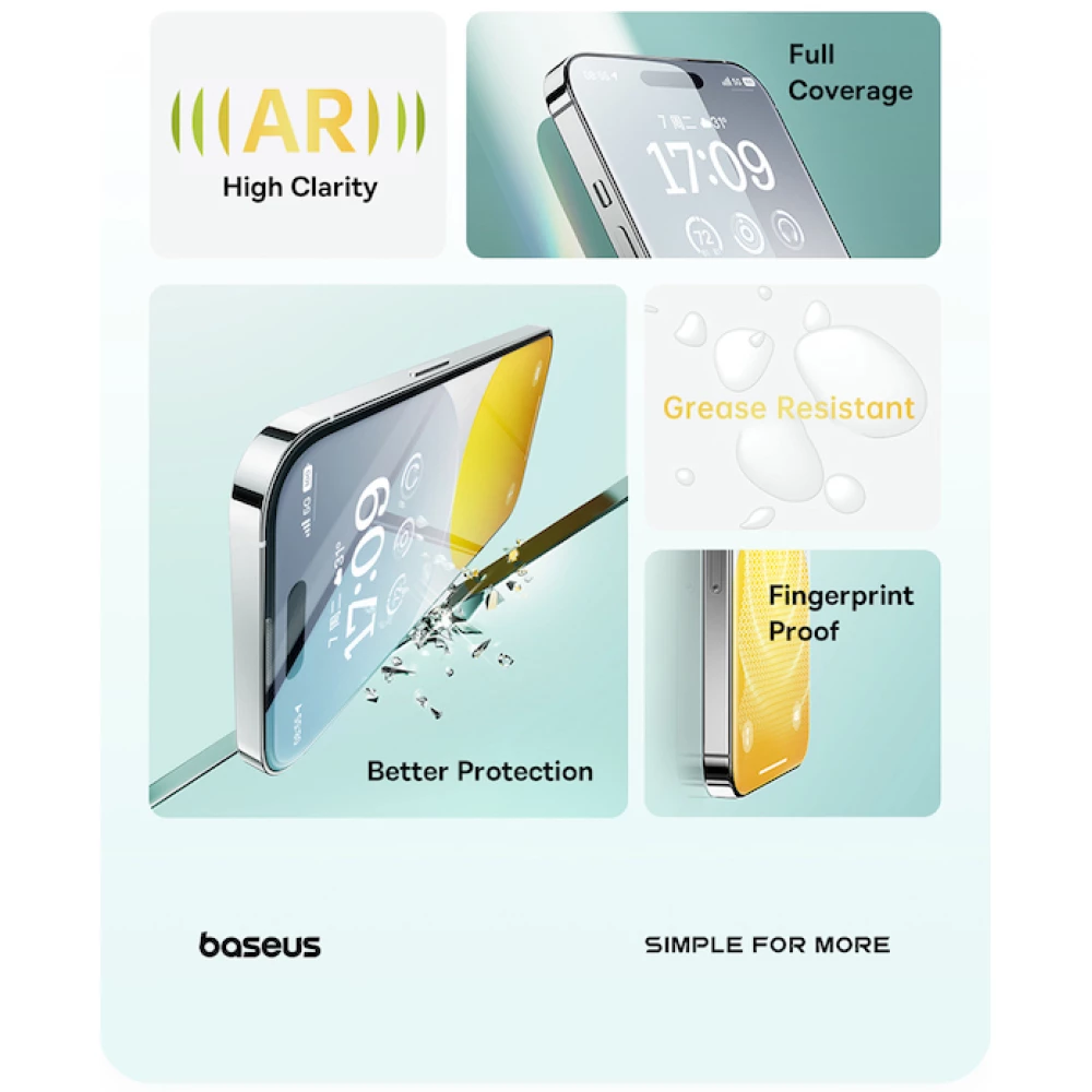 Комплект 2 броя стъклен протектор BASEUS - Crystal Ceramic за Apple iPhone 15 Plus