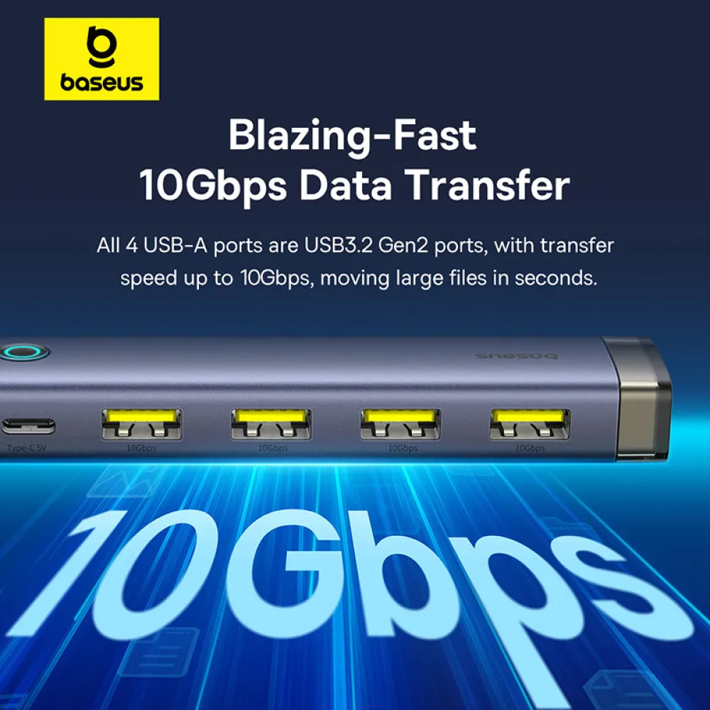 Хъб 4в1 BASEUS AIR UltraJoy от Type-C/USB-A към 4xUSB3.2, USB-C (input) (B0005280B811-15)