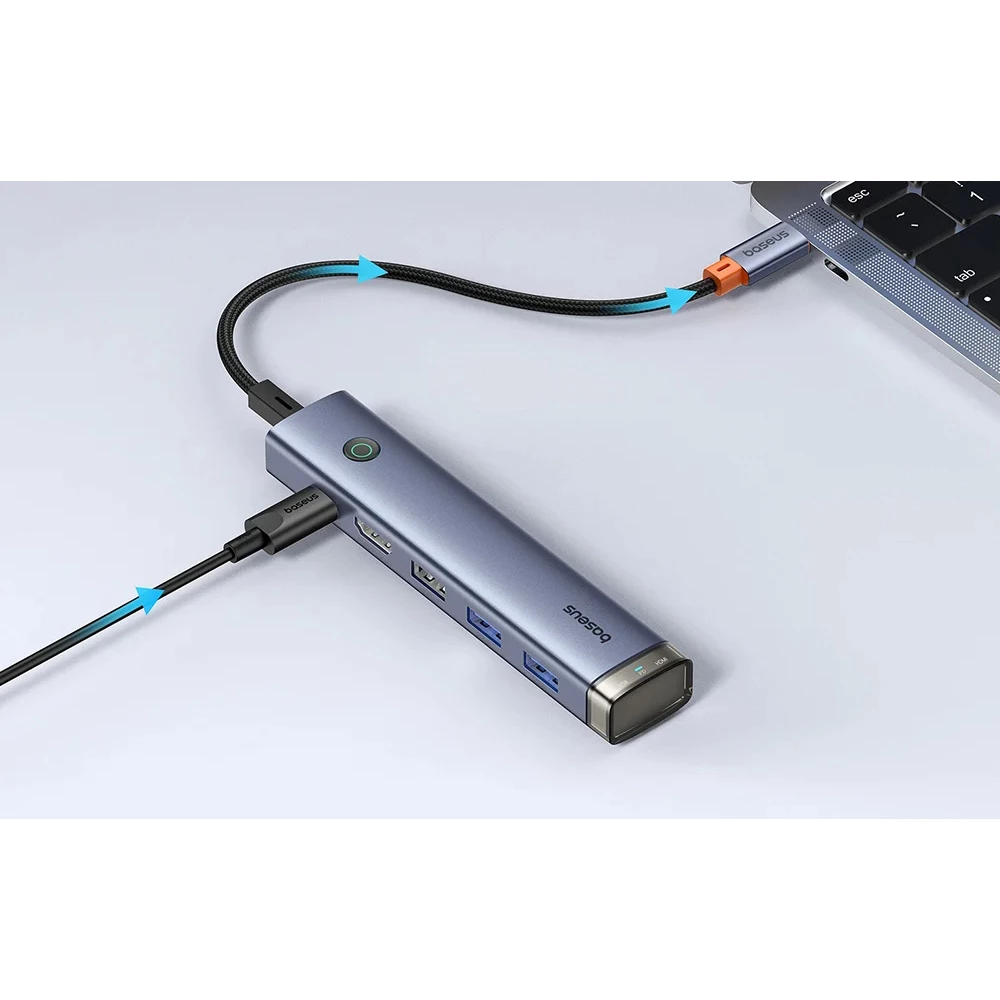 ХЪБ 6в1 BASEUS AIR UltraJoy от Type-C към 2xUSB3.0, USB2.0, USB-C(PD) 100W, PD, HDMI 4K/30Hz - B00052802811-01