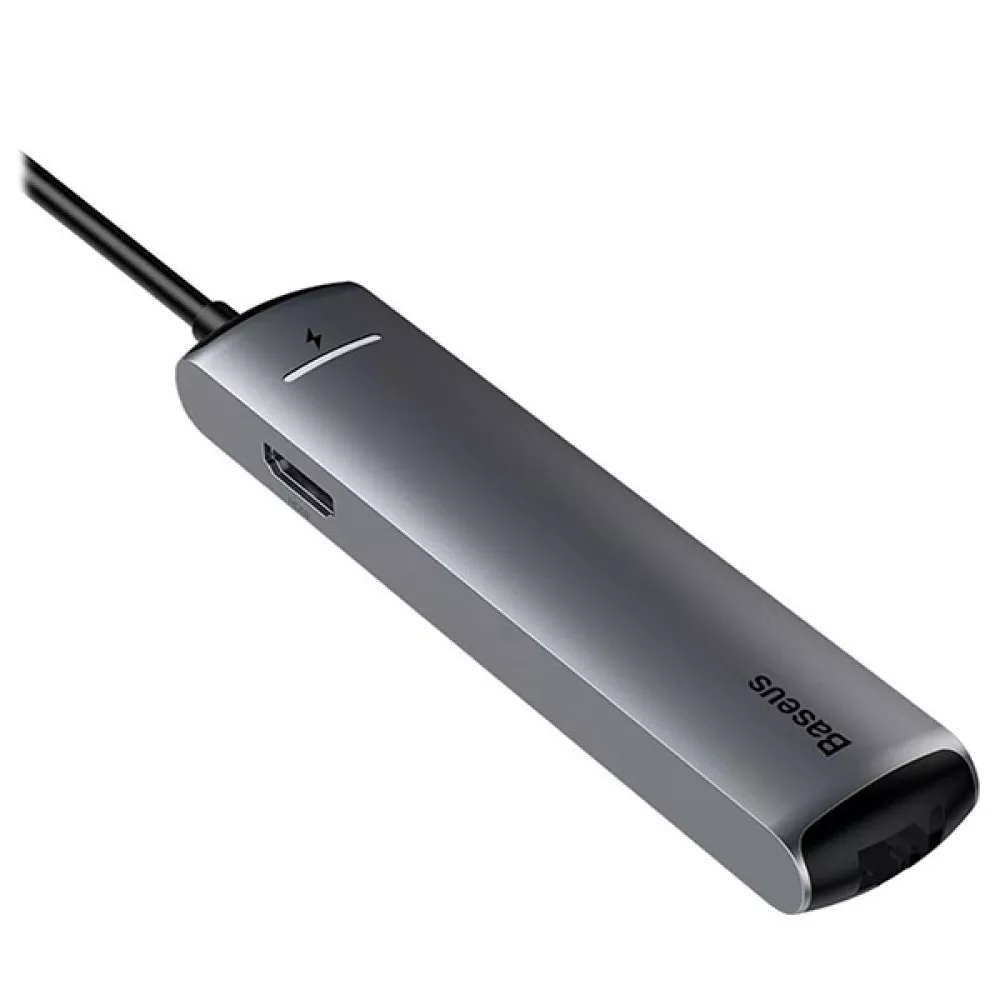 ХЪБ 6в1 BASEUS от Type-C към 3xUSB3.0 + HDMI 4K + USB-C(PD) 87W + RJ45 (CAHUB-J0G)