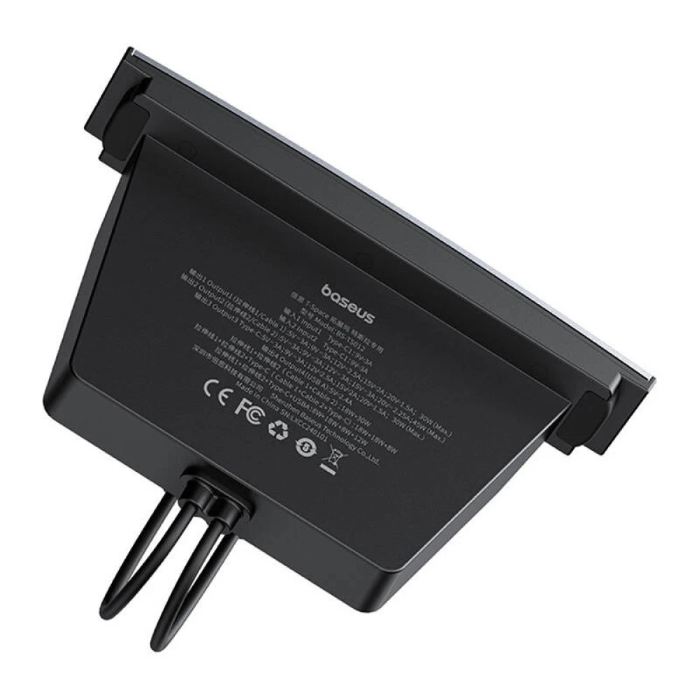 Хъб за вграждане за автомобили TESLA T-Space BASEUS (B00051300111-01) 45W  - 2xUSB-A, 2xUSB-C + кабел Type-C (Lightning)