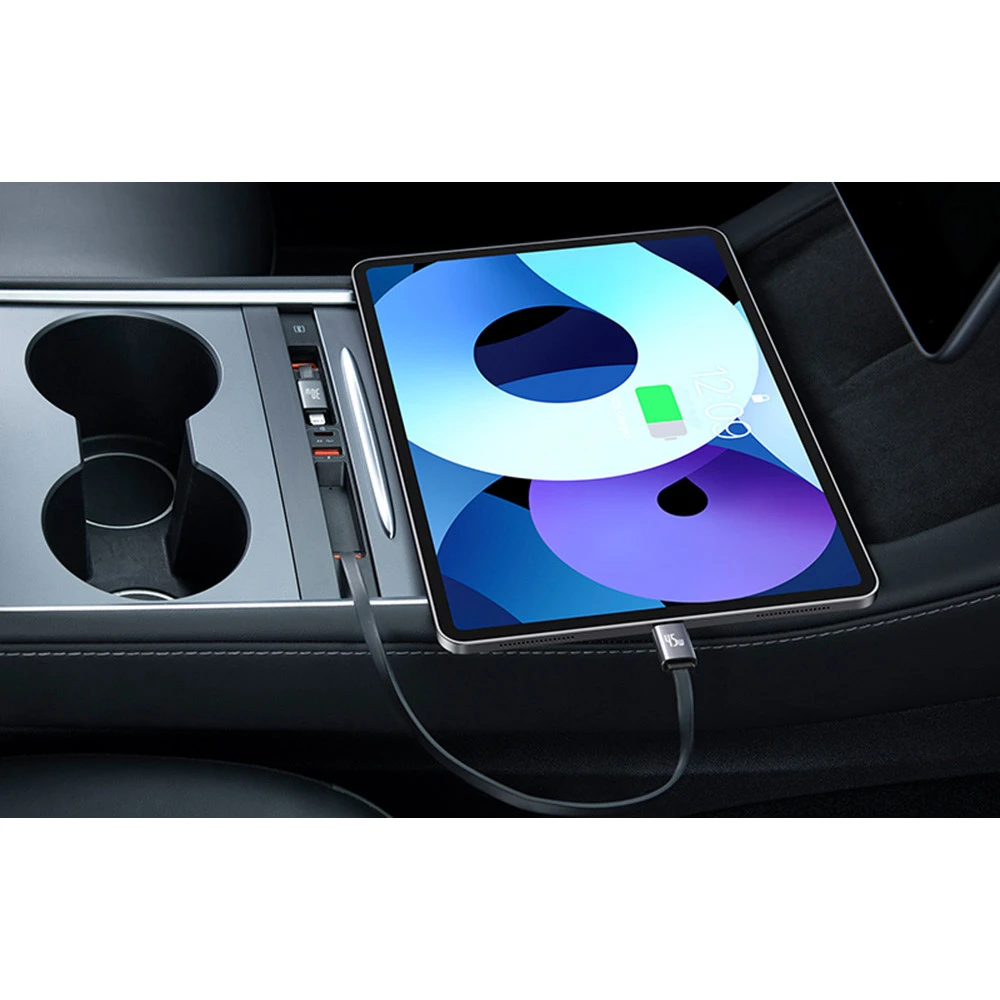 Хъб за вграждане за автомобили TESLA T-Space BASEUS (B00051300111-01) 45W  - 2xUSB-A, 2xUSB-C + кабел Type-C (Lightning)