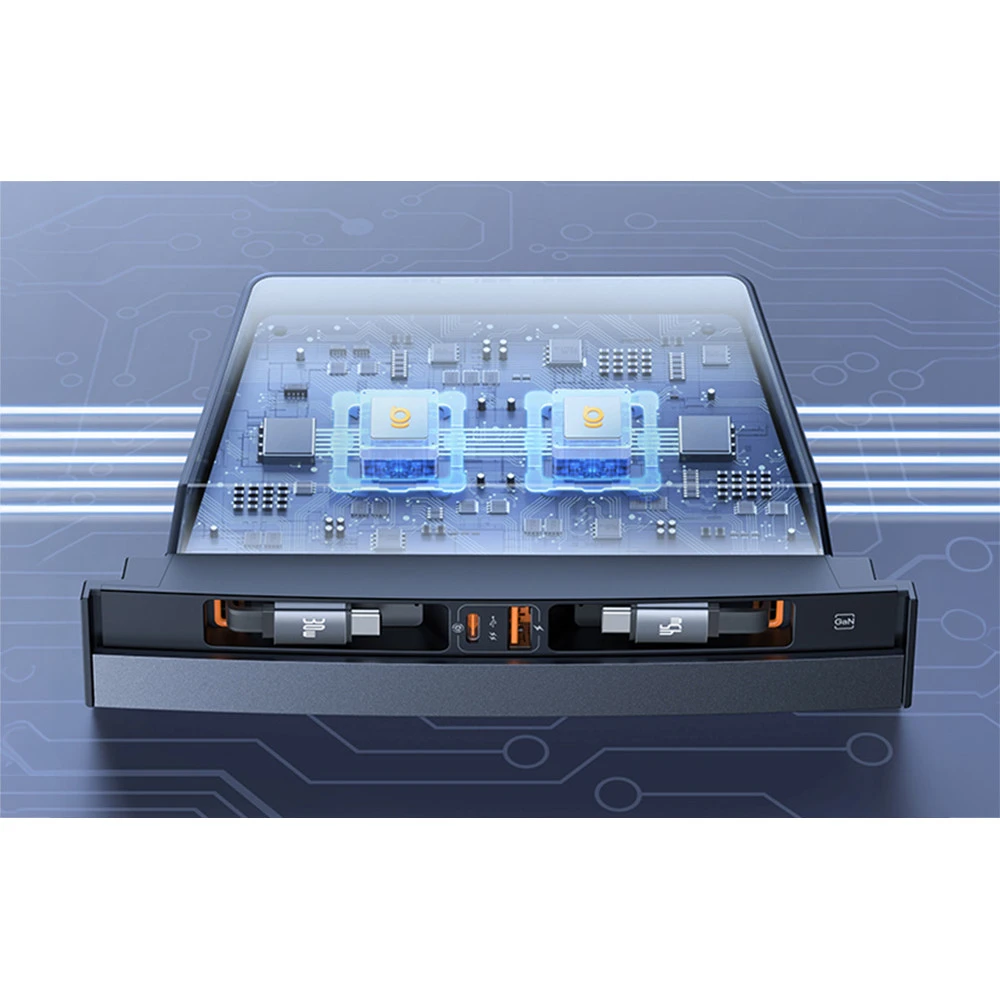 Хъб за вграждане за автомобили TESLA T-Space BASEUS (B00051300111-02) 45W  - 2xUSB-A, 2xUSB-C + кабел Type-Cx2