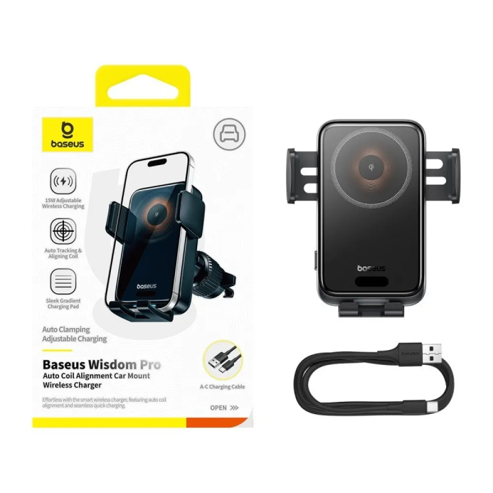 Холдер BASEUS + Wireless Wisdom Pro Vent, 15W (C40381501123-00)