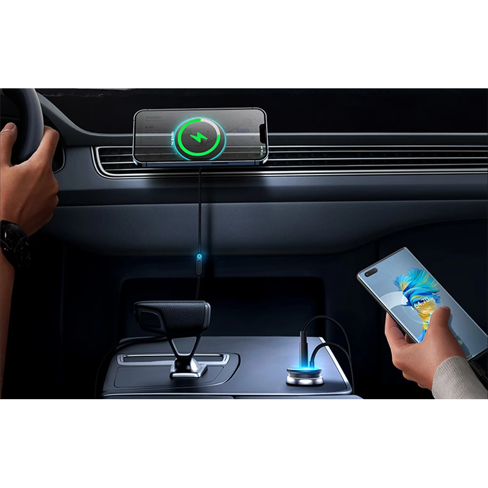 Холдер BASEUS Wireless + Зарядно за автомобил 15W + 25W USB-A, 40W - CW01 (C40141000111-01)