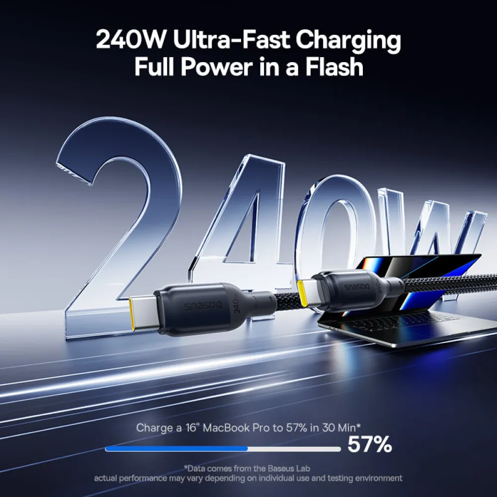  Кабел BASEUS, 240W PicoGo II, Type-C - Type-C (E0423300), 1 метър