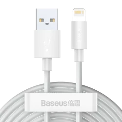 Кабел BASEUS, USB - Lightning, Simple Wisdom 2.4A (TZCALZJ-02), 1.5 метра / СЕТ - 2 БР. 
