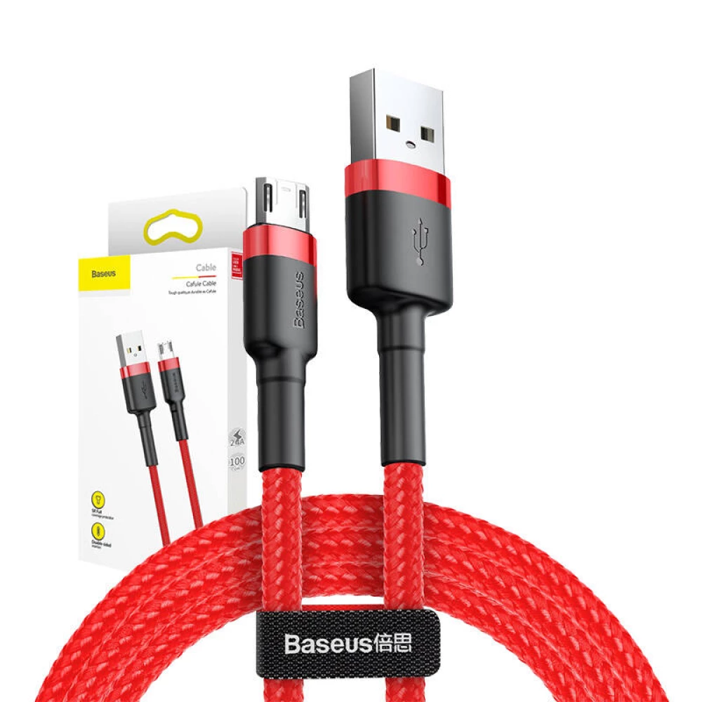 Кабел BASEUS, USB - Micro USB, Cafule 2.4A (CAMKLF-B09), 1 метър
