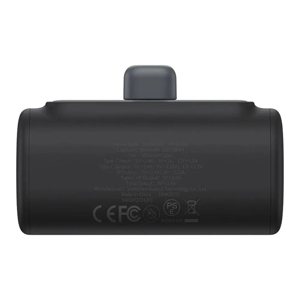 Външна батерия BASEUS Compact Series + Lightning  - 5000 mAh, 20W - (P10068307113-00)