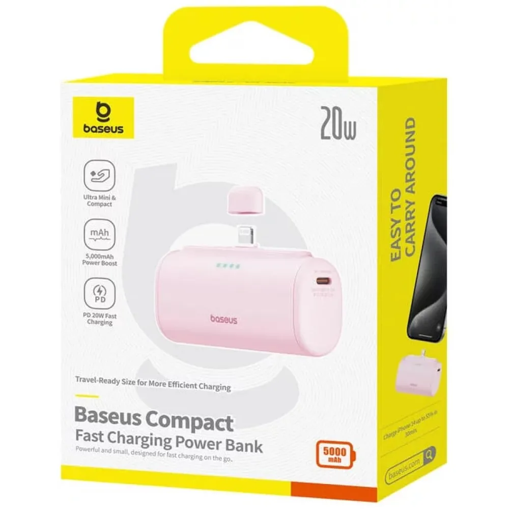 Външна батерия BASEUS Compact Series + Lightning  - 5000 mAh, 20W - (P10068307413-00)