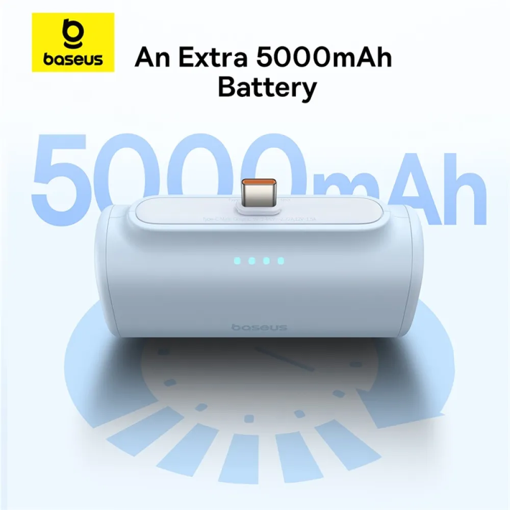 Външна батерия BASEUS Compact Series + USB-C - 5000 mAh, 20W - (P10068306313-00)