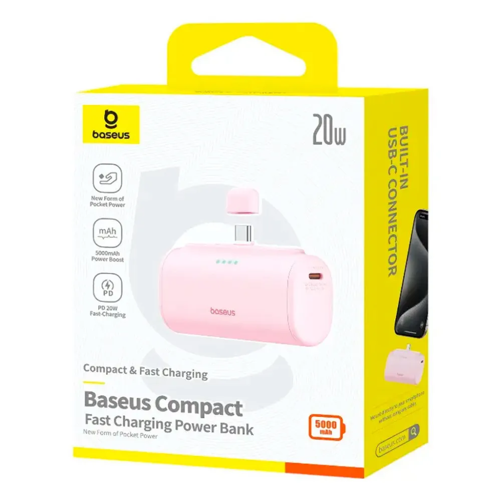 Външна батерия BASEUS Compact Series + USB-C - 5000 mAh, 20W - (P10068306413-00)