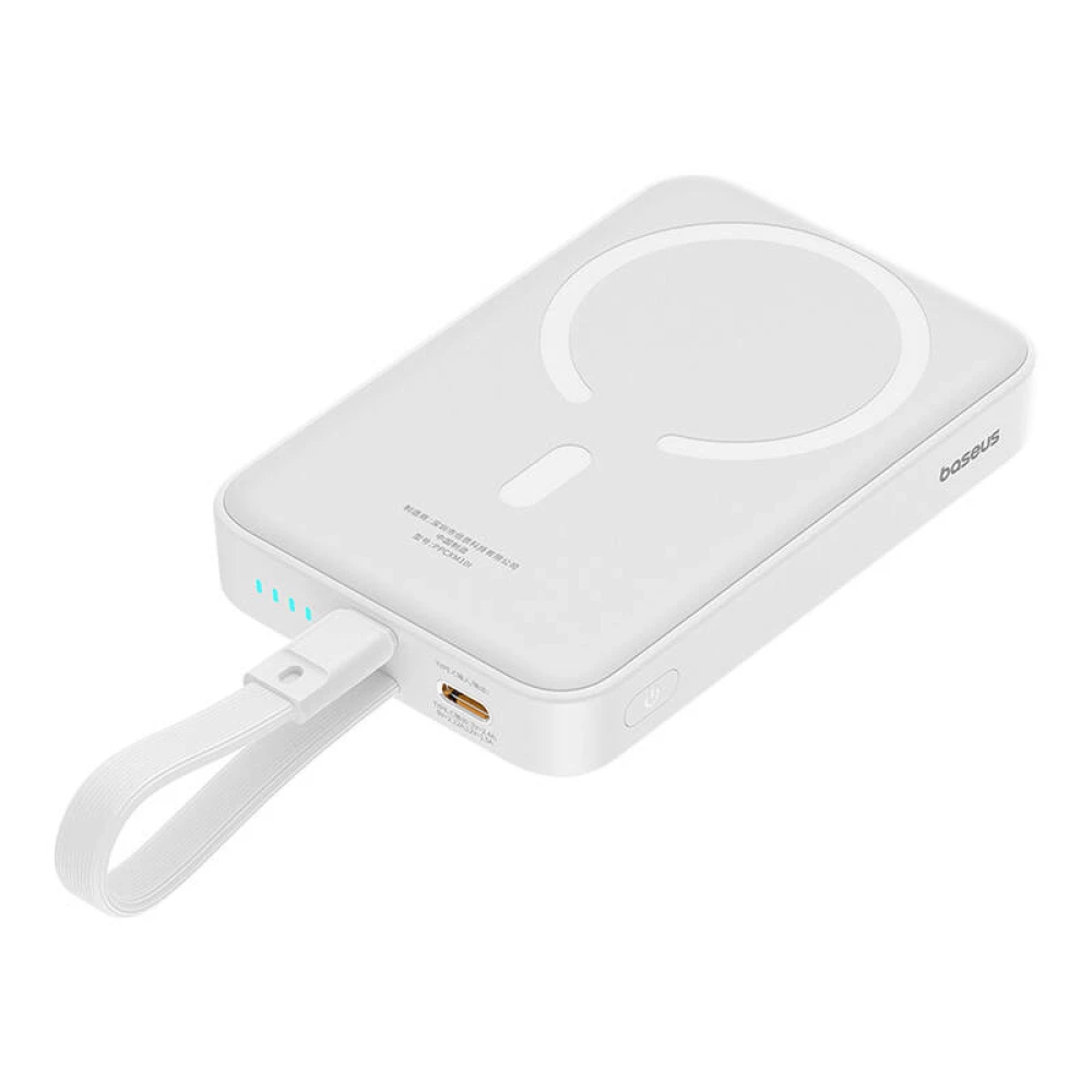 Безжична външна батерия BASEUS Mini Magnetic + кабел Lightning - 10 000 mAh, 20W - (P10022109223-00), MagSafe