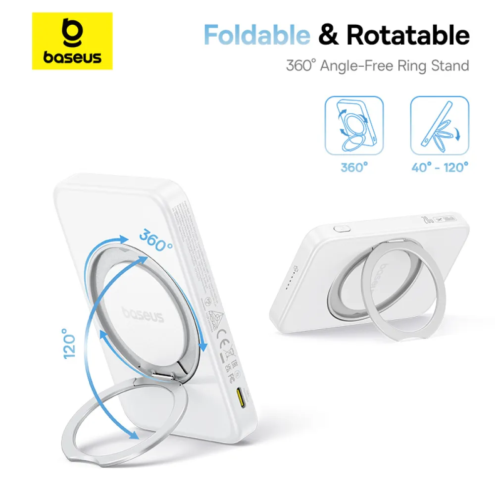 Безжична външна батерия BASEUS PicoGo Qi2 Ultra-slim Magnetic Ring - 5 000 mAh, 20W - (P10076800213-01)