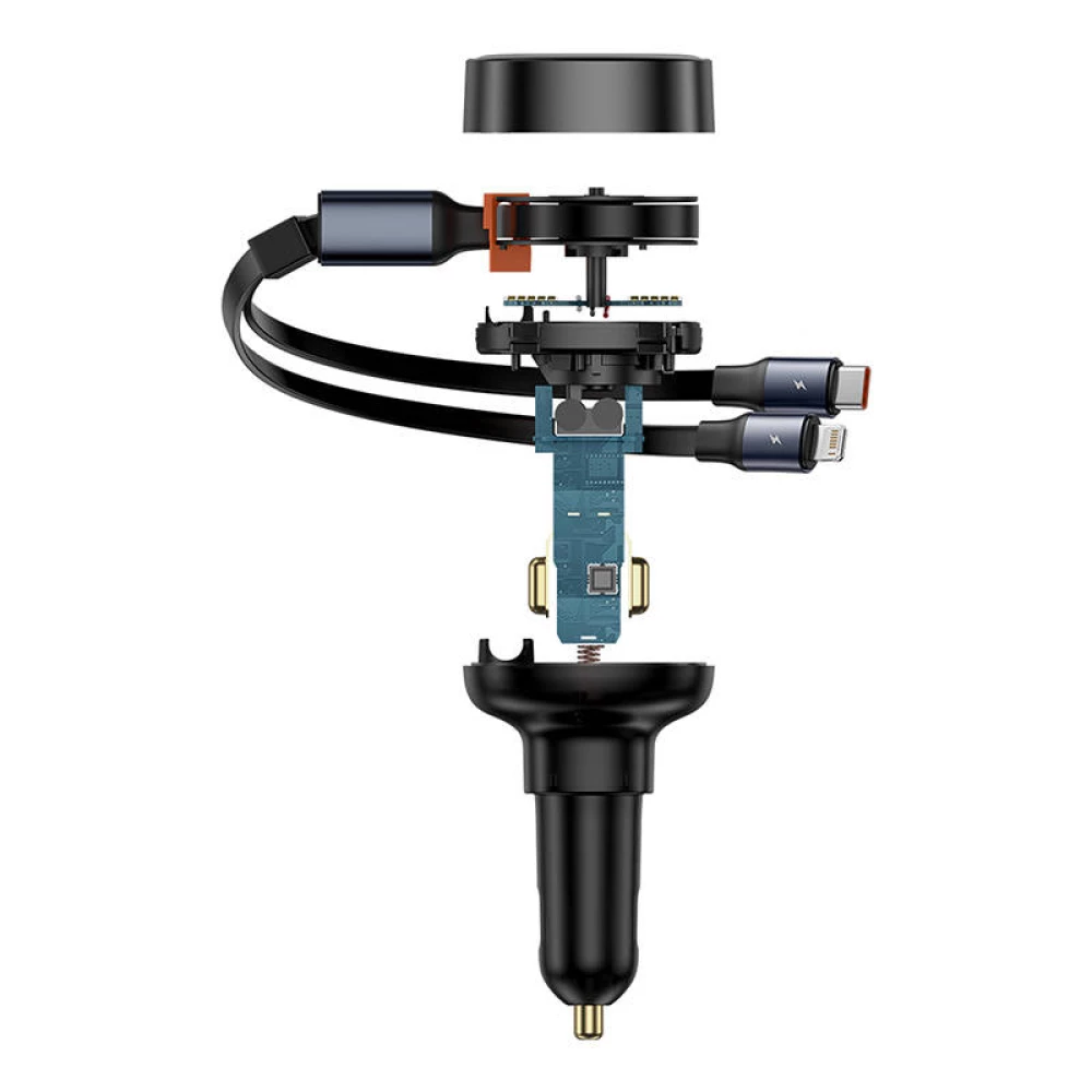 Зарядно за автомобил 12V BASEUS Enjoyment Pro (C00057802111-02), 60W + кабел Type-C / Lightning