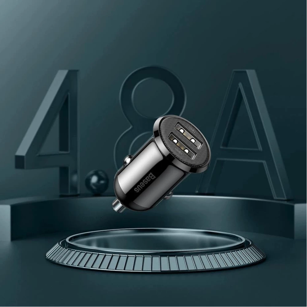         Зарядно за автомобил 12V BASEUS 24W, 4.8A - 2xUSB-A Grain Pro - (CCALLP-01)