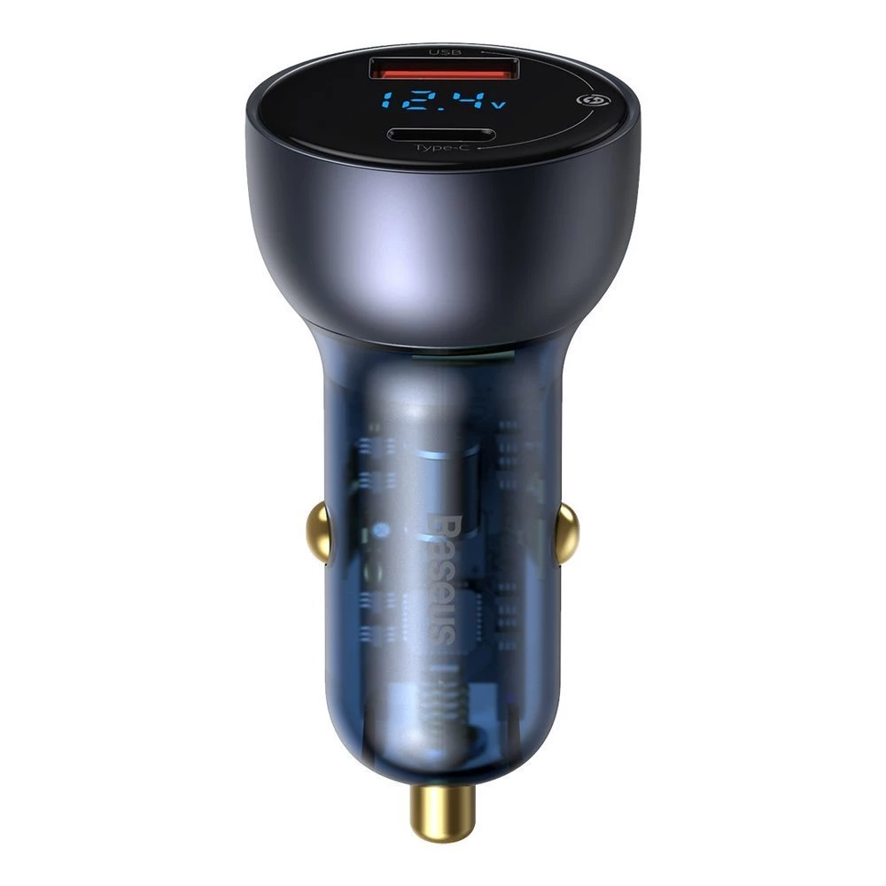Зарядно за автомобил 12V BASEUS 65W, USB-A, USB-C, Particular Digital Display (TZCCKX-0G) + Type-C кабел 100W
