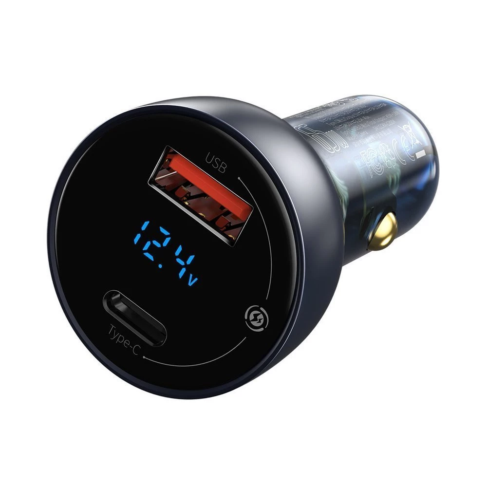 Зарядно за автомобил 12V BASEUS 65W, USB-A, USB-C, Particular Digital Display (TZCCKX-0G) + Type-C кабел 100W