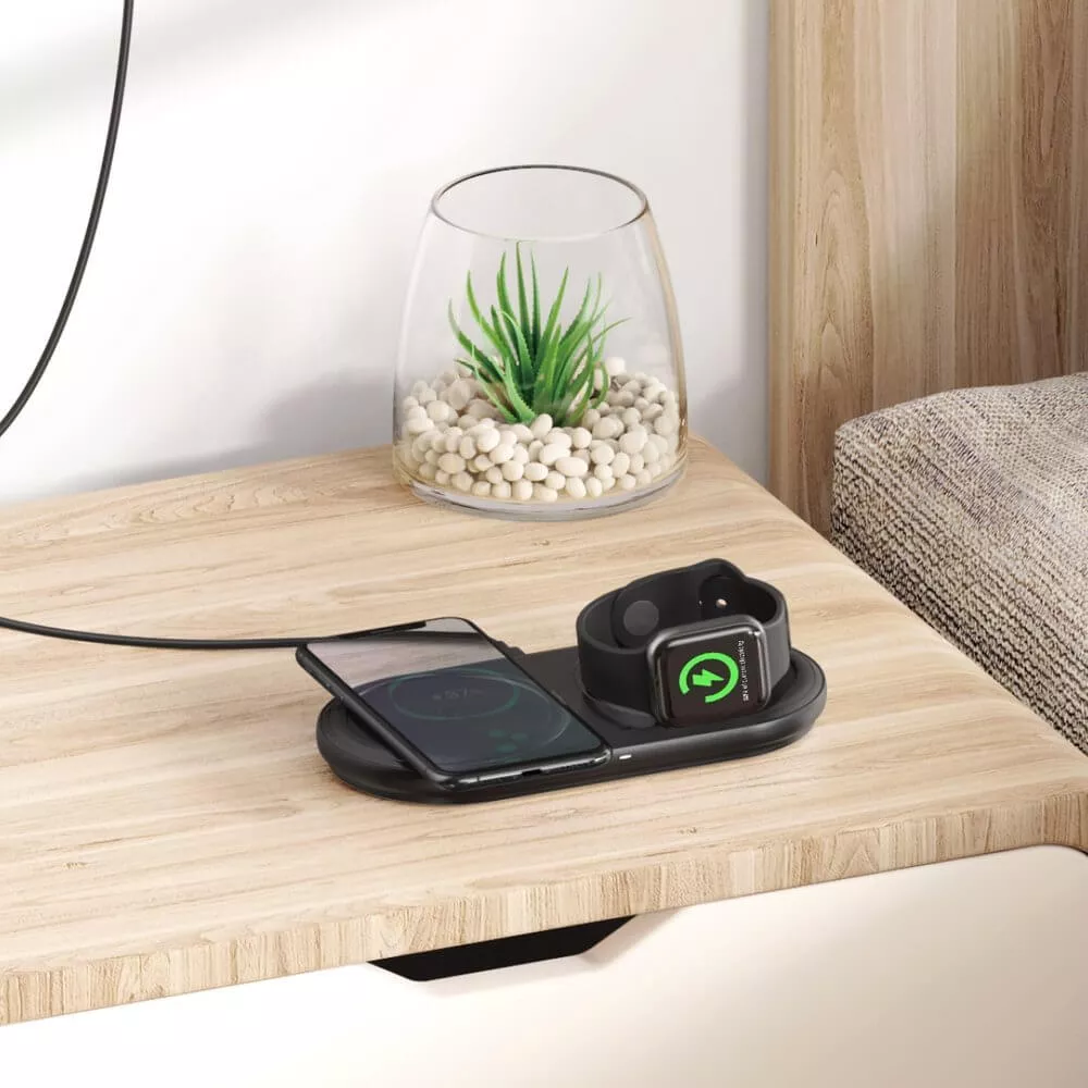 Зарядно устройство 220V Wireless BASEUS 10W + Адаптер 24W, Planet 2в1 Смартфон+Apple iWatch (WXPL-B01)