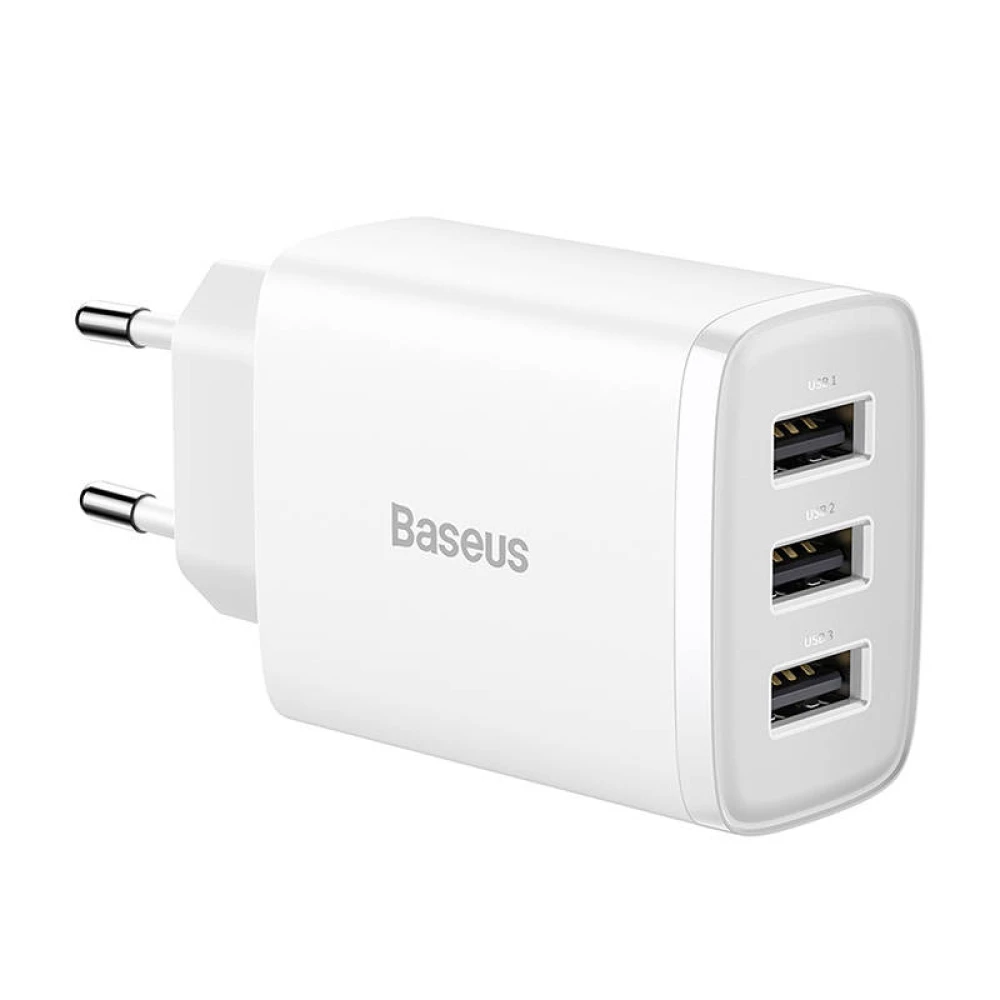  Зарядно устройство 220V BASEUS - Compact Quick (CCXJ020102) 17W, 3 x USB-A