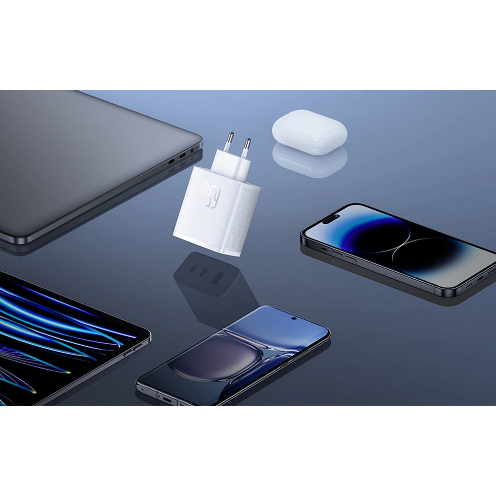  Зарядно устройство 220V BASEUS 65W, USB-A, 2xUSB-C, Cube Pro (P10152301213-00)