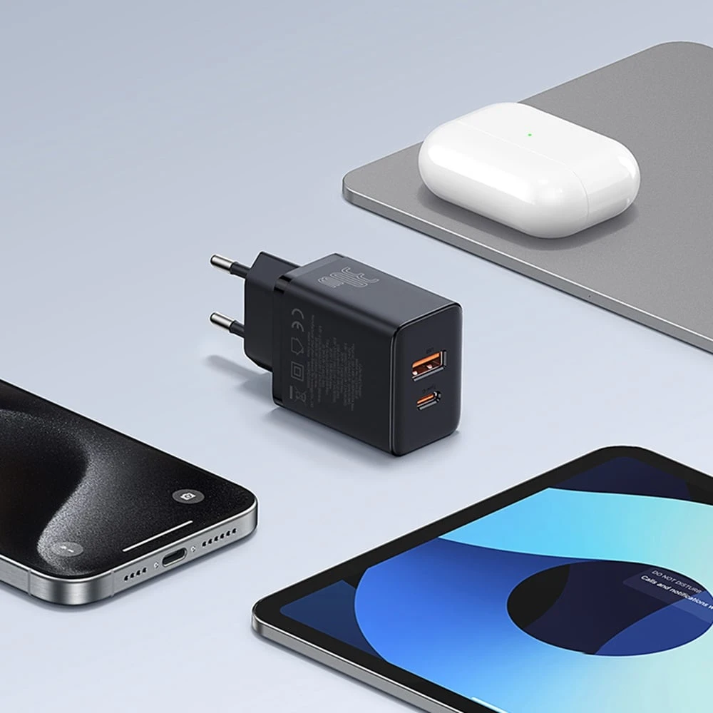 Зарядно устройство 220V BASEUS 30W, USB-A, USB-C, Cube Pro (P10111404113-00) 