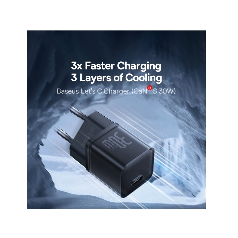 Зарядно устройство 220V BASEUS 30W, USB-C - GaN5S (P10162504113-00)
