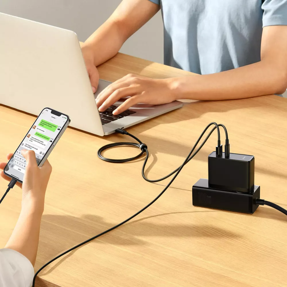 Зарядно устройство 220V BASEUS 100W, USB-A, USB-C, GaN5 Pro (CCGP090201)