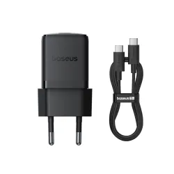 Зарядно устройство BASEUS 30W, 220V, USB-C - Palm fast + кабел, черно (P10111605113-01)