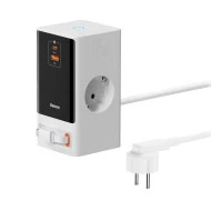 Разклонител / Зарядна станция 220V BASEUS 65W, 2xAC+USB-A+USB-C+Type-C, PowerCombo Digital PowerStrip (PSLR000602)