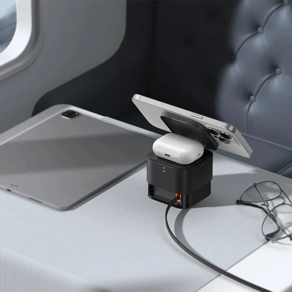 Безжична 2в1 Стойка/поставка за телефон, часовник или слушалки BASEUS MagPro Cube 2in1- (P10264100123-00)