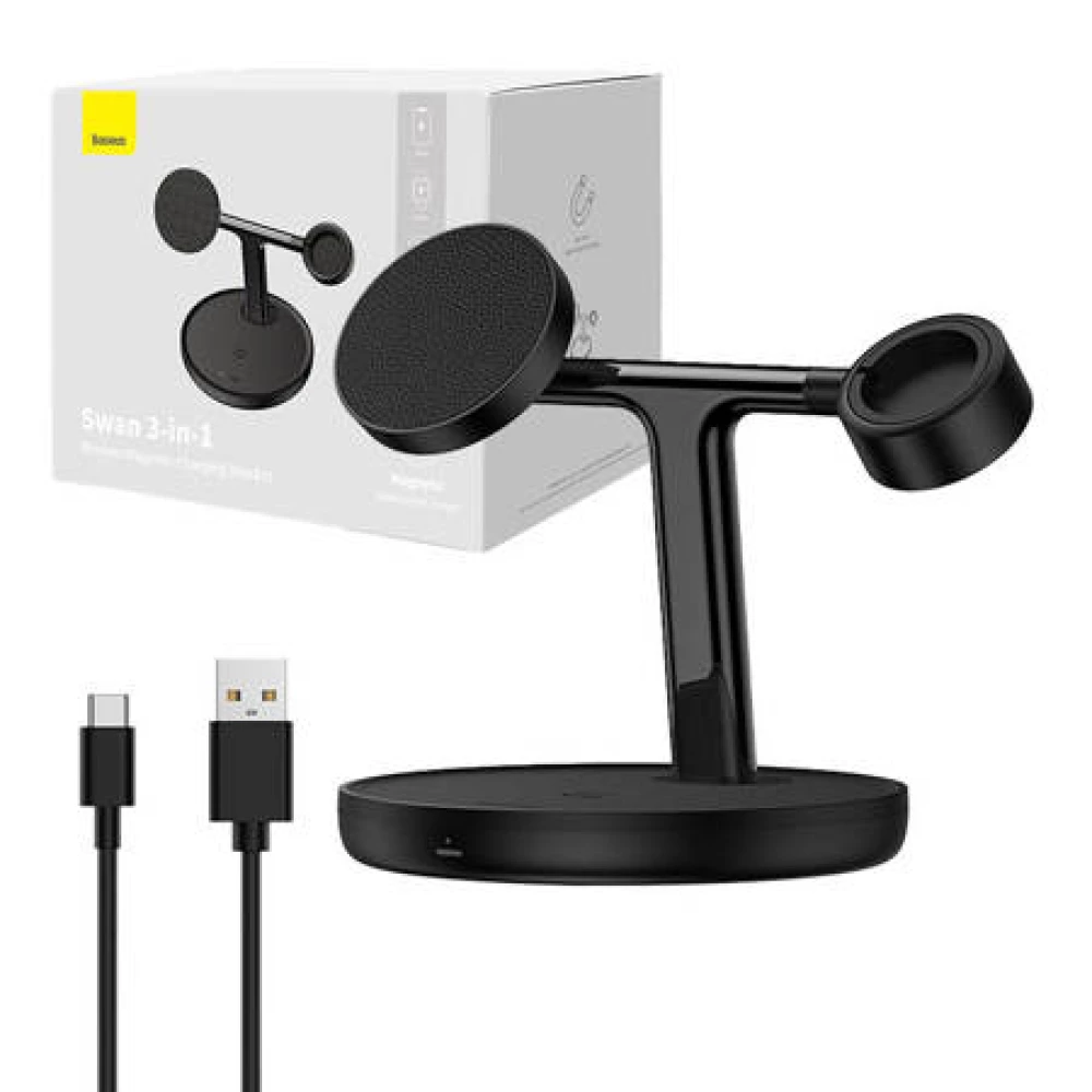 Безжична 3в1 Стойка/поставка за телефон, часовник и слушалки BASEUS Swan - (WXTE000101)